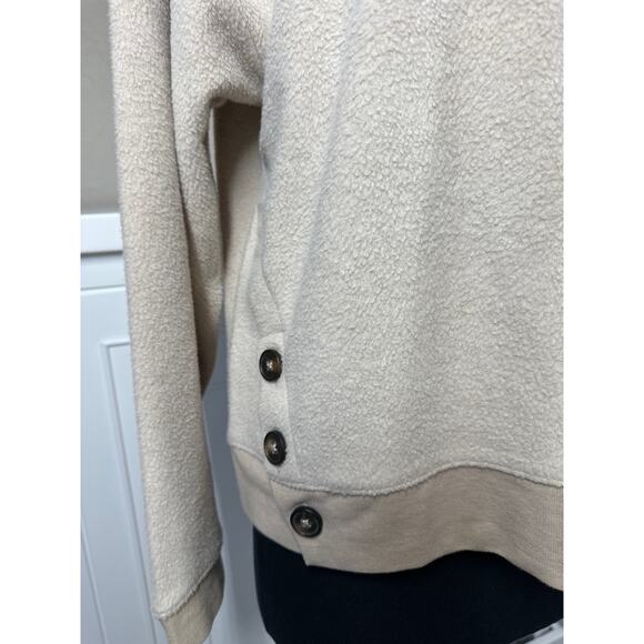 Madewell Resourced Brushed Side Button Oversized Relaxed Fit Sweatshirt Tan M - Picture 5 of 13